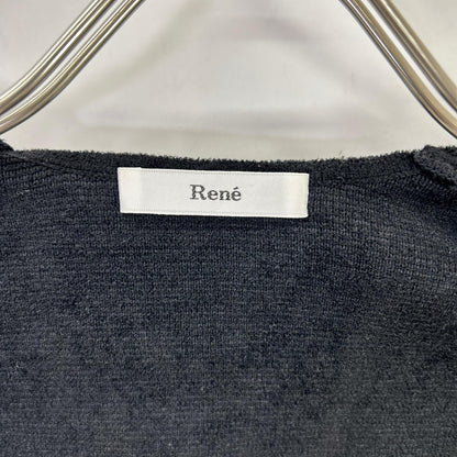 Rene 6042380 Black Rayon-Wool Pile Short Cardigan Tops