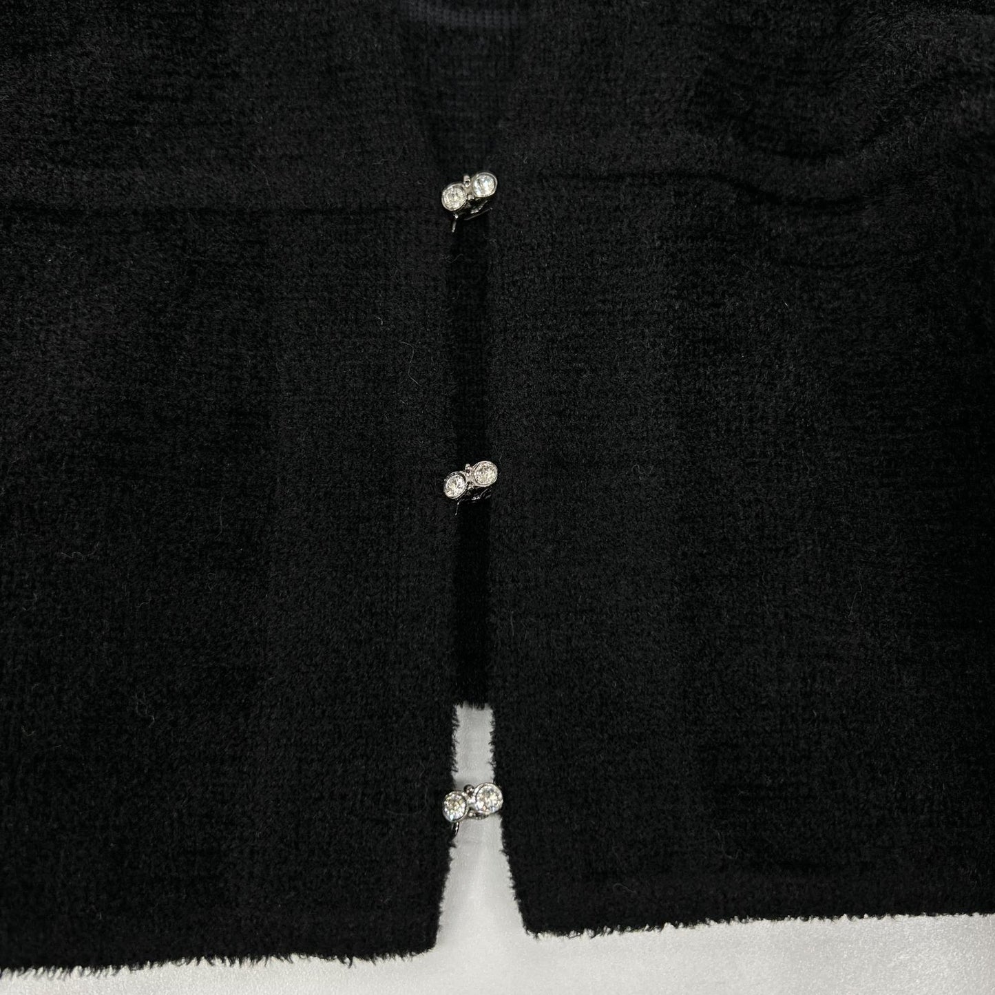 Rene 6042380 Black Rayon-Wool Pile Short Cardigan Tops
