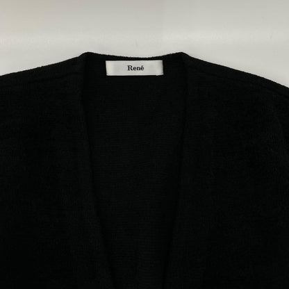 Rene ルネ 6042380 ブラック レーヨンウール パイル ショートカーディガン トップス
