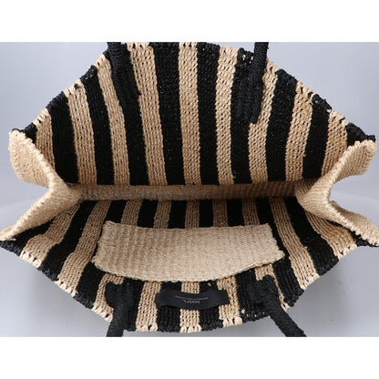 loin. ロワン 【美品】ストライプ ラフィア トートバッグ