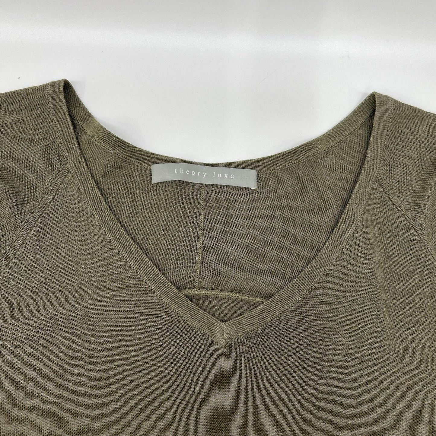 theory luxe セオリーリュクス カーキベージュ Vネック ショートスリーブ ワンピース ワンピース