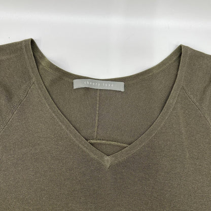 theory luxe セオリーリュクス カーキベージュ Vネック ショートスリーブ ワンピース ワンピース