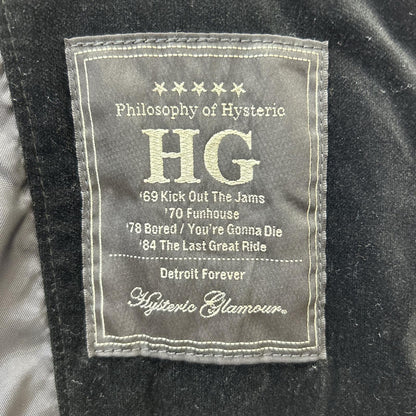 HYSTERIC GLAMOUR ヒステリックグラマー ブラック ダブルブレスト ベロアロングコート コート
