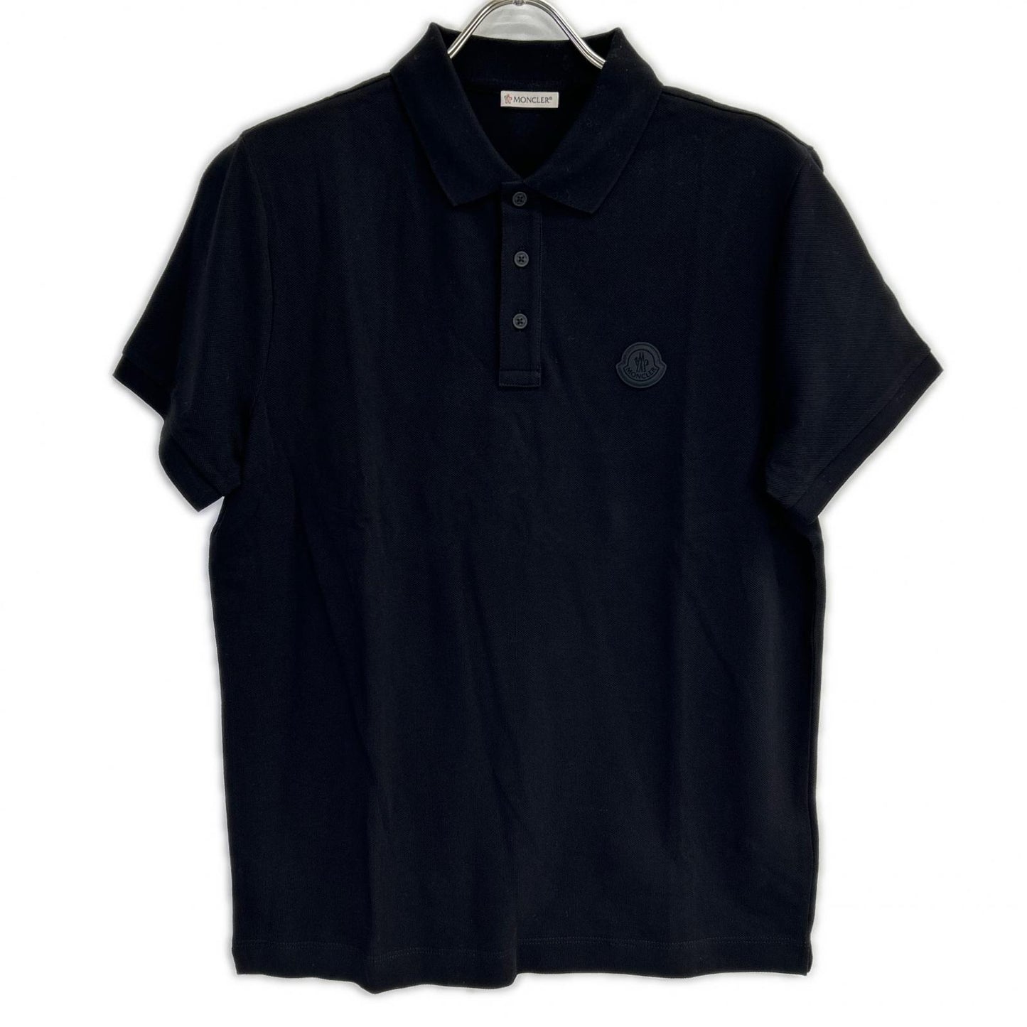 MONCLER モンクレール 19年製 ブラック MAGLIA POLO MANICA CORTA ラバーワッペン半袖ポロシャツ トップス