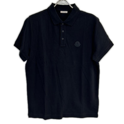 MONCLER モンクレール 19年製 ブラック MAGLIA POLO MANICA CORTA ラバーワッペン半袖ポロシャツ トップス
