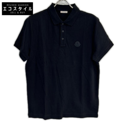 MONCLER モンクレール 19年製 ブラック MAGLIA POLO MANICA CORTA ラバーワッペン半袖ポロシャツ トップス