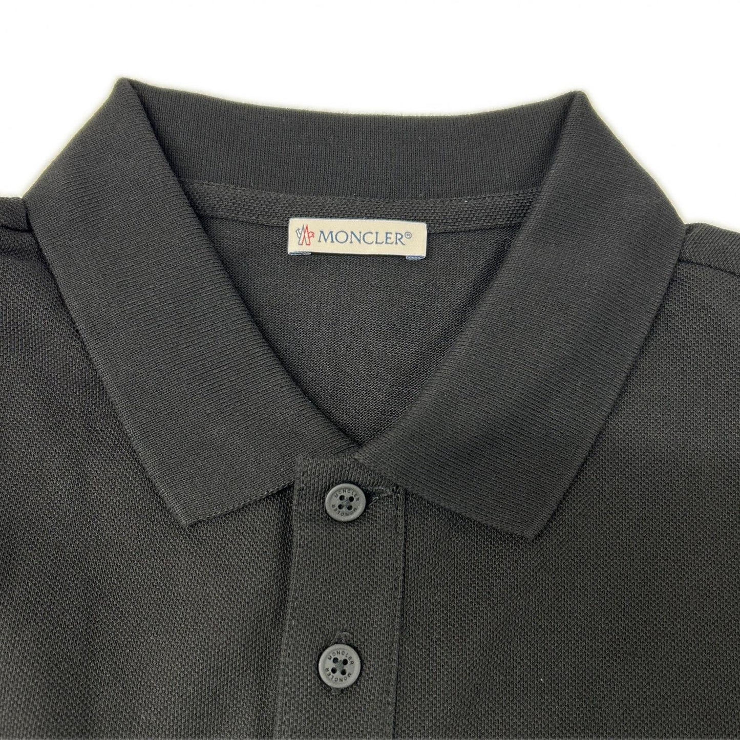 MONCLER モンクレール 19年製 ブラック MAGLIA POLO MANICA CORTA ラバーワッペン半袖ポロシャツ トップス