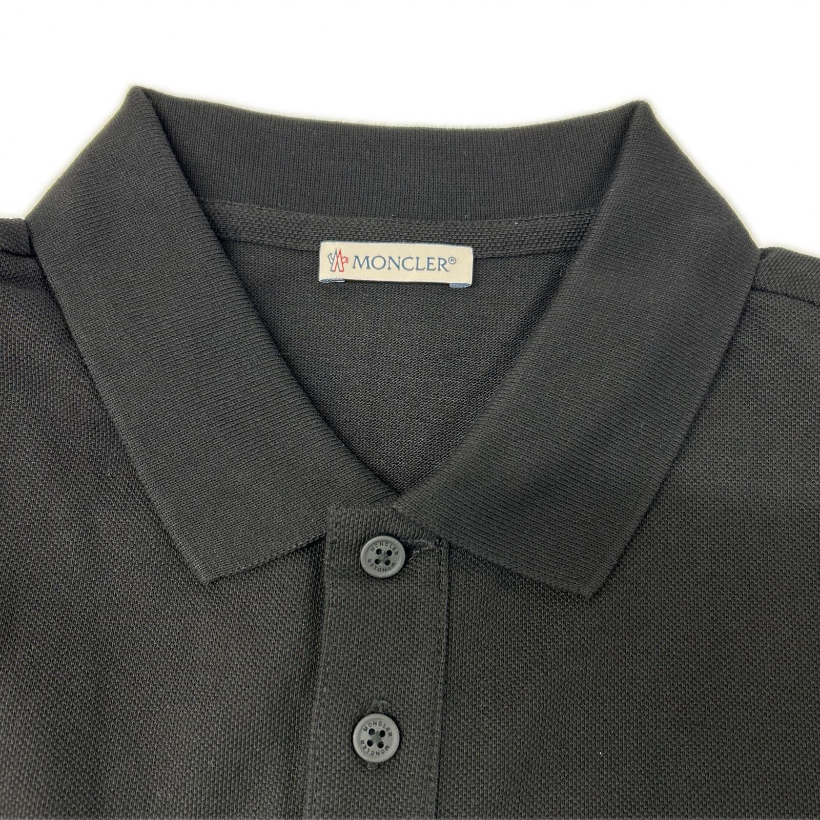 MONCLER モンクレール 19年製 ブラック MAGLIA POLO MANICA CORTA ラバーワッペン半袖ポロシャツ トップス