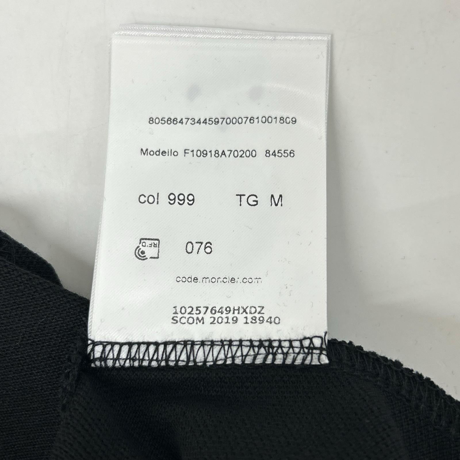 MONCLER モンクレール 19年製 ブラック MAGLIA POLO MANICA CORTA ラバーワッペン半袖ポロシャツ トップス