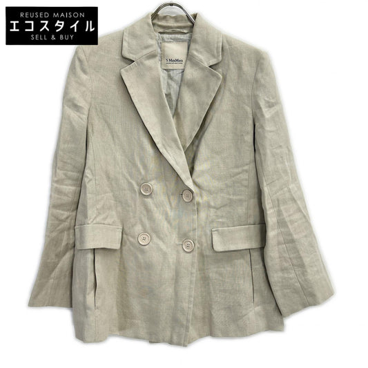 S MaxMara エスマックスマーラ 23904109326 ライトグレー リネン ダブルブレスト テーラードジャケット ジャケット