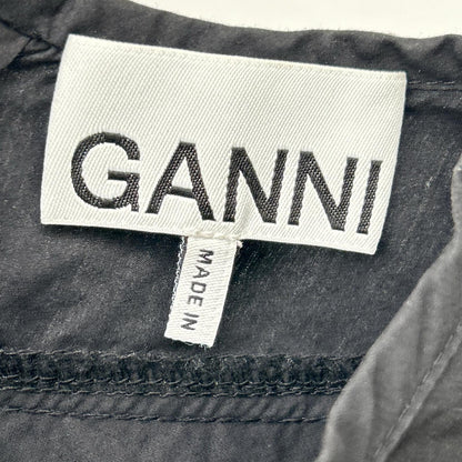 GANNI ガニー ブラック コットンププリンフリル ブラウス トップス