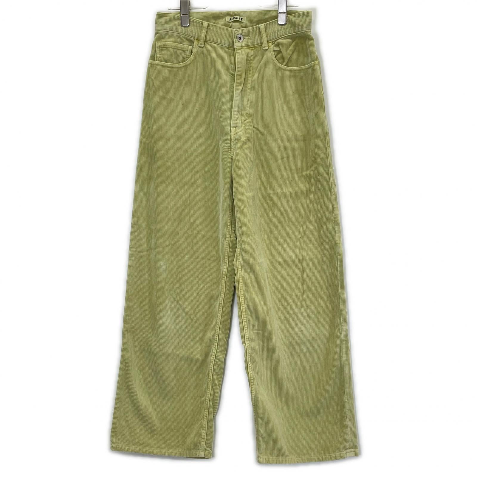 AURALEE オーラリー A25AP04FC 25AW DUSTY LIME/ダスティーライム PIGMENT DYED FINX CORDUROY WIDE 5P PANTS コーデュロイパンツ ボトムス