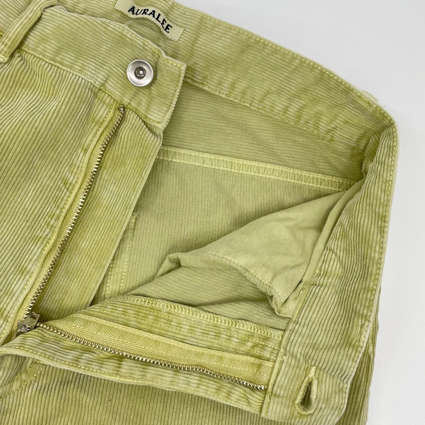 AURALEE オーラリー A25AP04FC 25AW DUSTY LIME/ダスティーライム PIGMENT DYED FINX CORDUROY WIDE 5P PANTS コーデュロイパンツ ボトムス