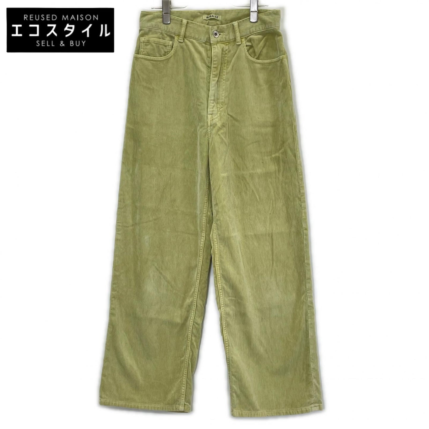 AURALEE オーラリー A25AP04FC 25AW DUSTY LIME/ダスティーライム PIGMENT DYED FINX CORDUROY WIDE 5P PANTS コーデュロイパンツ ボトムス