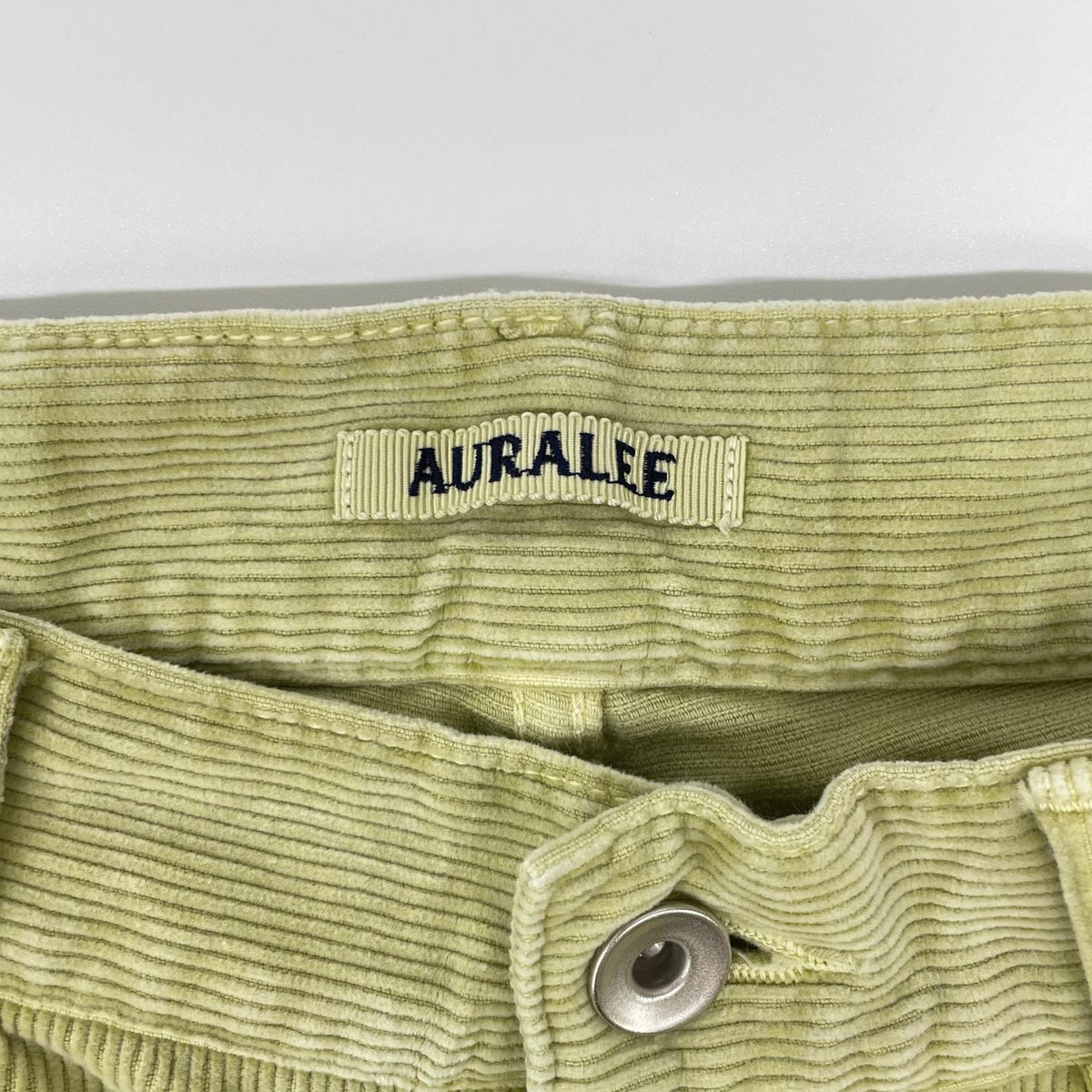 AURALEE オーラリー A25AP04FC 25AW DUSTY LIME/ダスティーライム PIGMENT DYED FINX CORDUROY WIDE 5P PANTS コーデュロイパンツ ボトムス