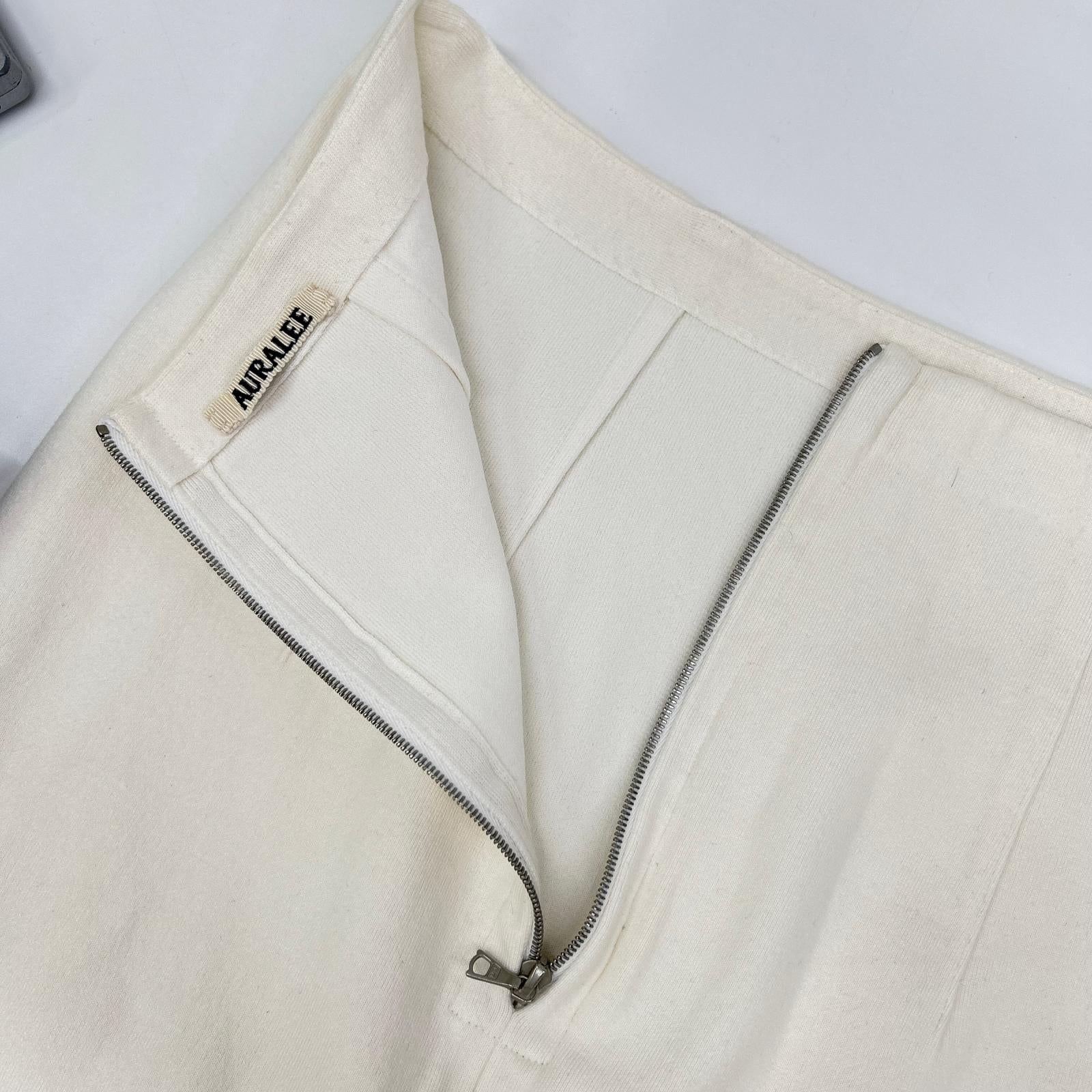 AURALEE オーラリー A25SS02WF 25SS ホワイト COTTON SILK STRETCH DOUBLE FACE KNIT SKIRT バックスリットニットストレッチスカート スカート
