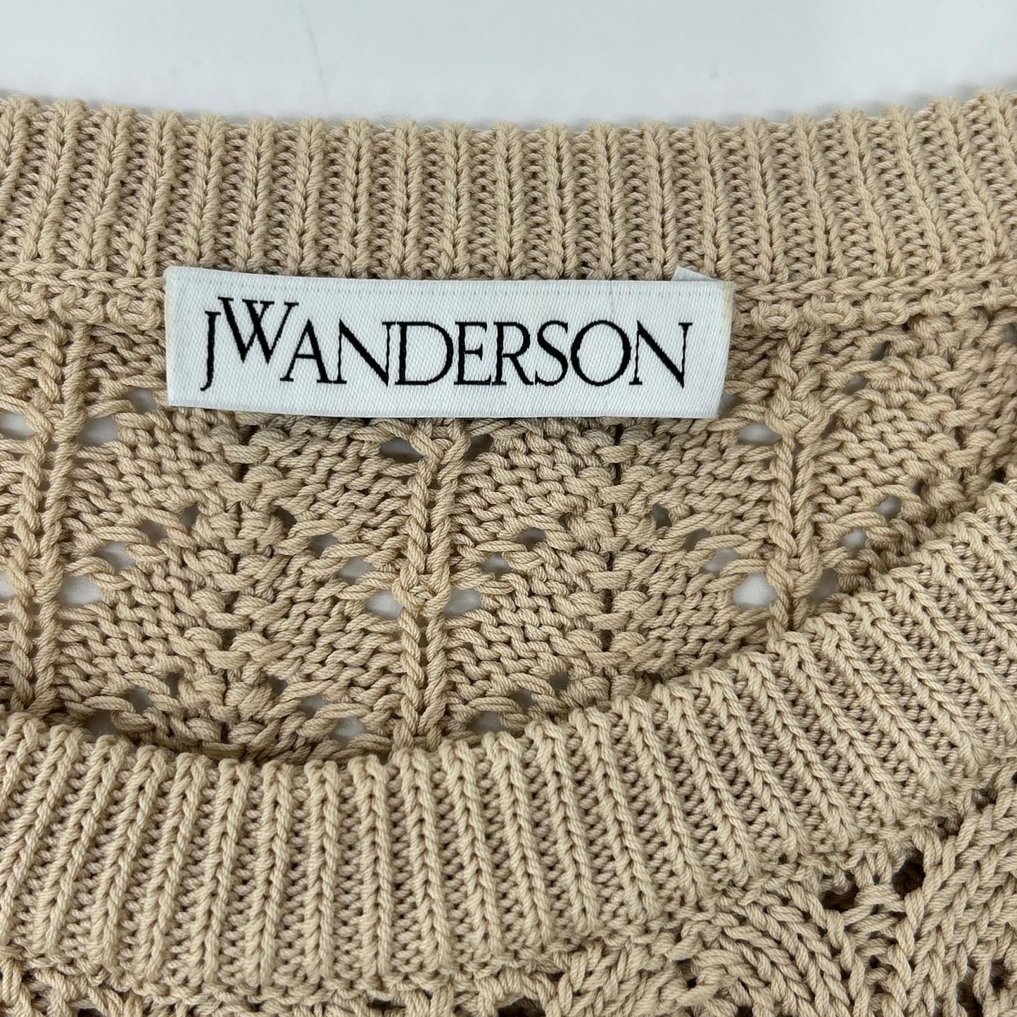 J.W.Anderson ジェイ ダブリュー アンダーソン ベージュ×ホワイト コットン100 フリルデザインレースニットソー トップス