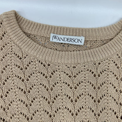J.W.Anderson ジェイ ダブリュー アンダーソン ベージュ×ホワイト コットン100 フリルデザインレースニットソー トップス