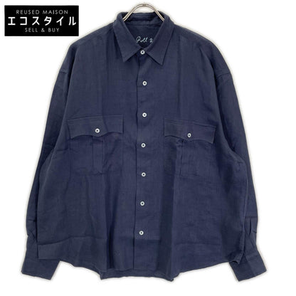 Porter Classic ポータークラシック ネイビー リネン100 ROLL UP/ロールアップ シャツ トップス