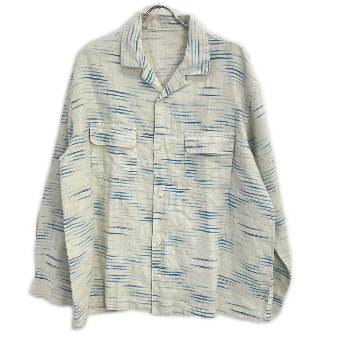 Porter Classic ポータークラシック ホワイト×ブルー OLD FRANCE INDIGO PRINT LONG SHIRT/オールドフランスインディゴ ロングシャツ トップス