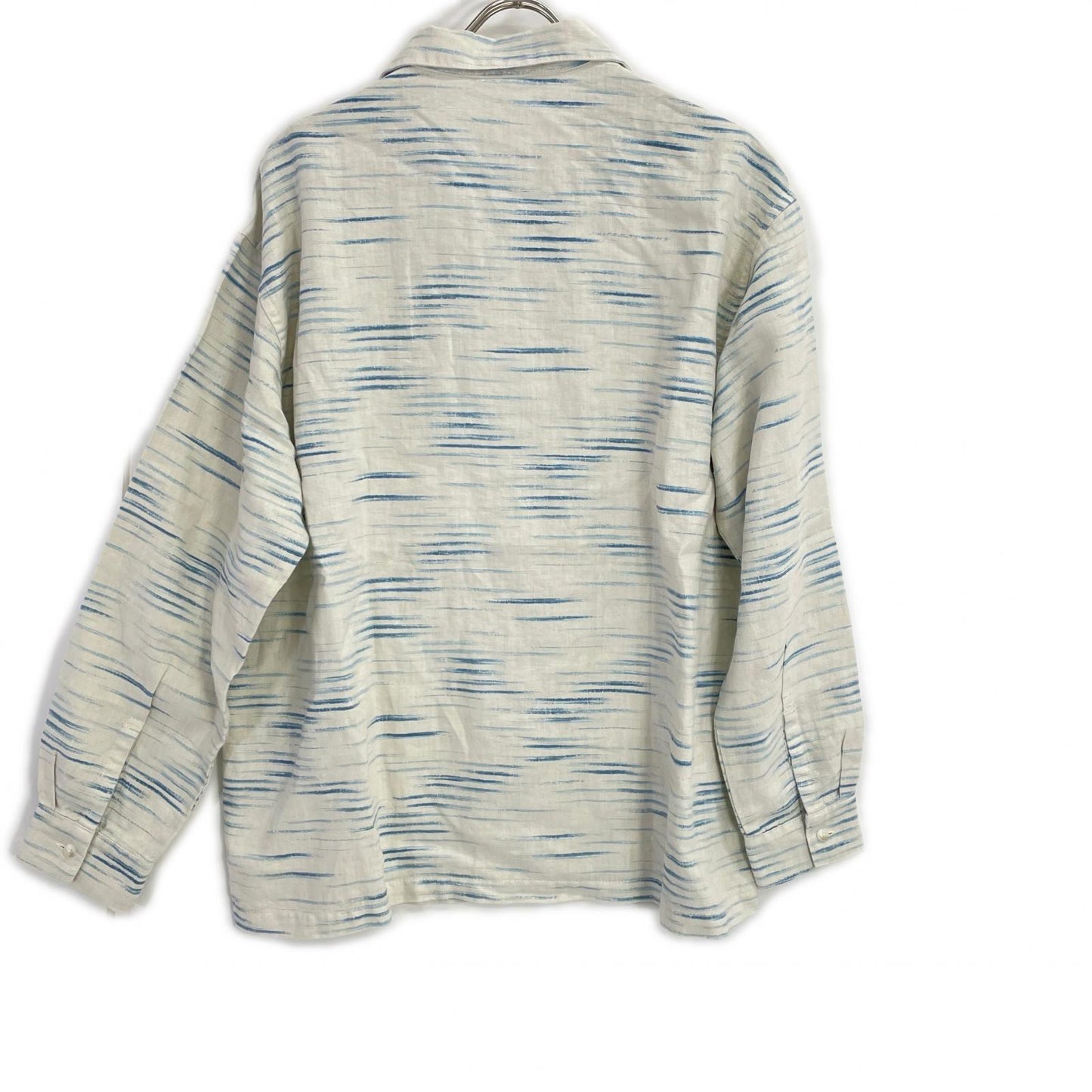 Porter Classic ポータークラシック ホワイト×ブルー OLD FRANCE INDIGO PRINT LONG SHIRT/オールドフランスインディゴ ロングシャツ トップス