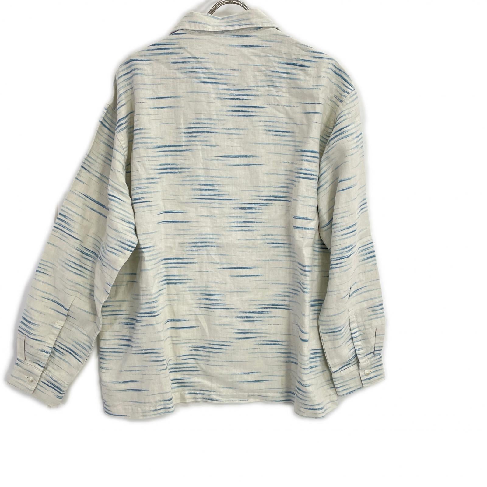 Porter Classic ポータークラシック ホワイト×ブルー OLD FRANCE INDIGO PRINT LONG SHIRT/オールドフランスインディゴ ロングシャツ トップス