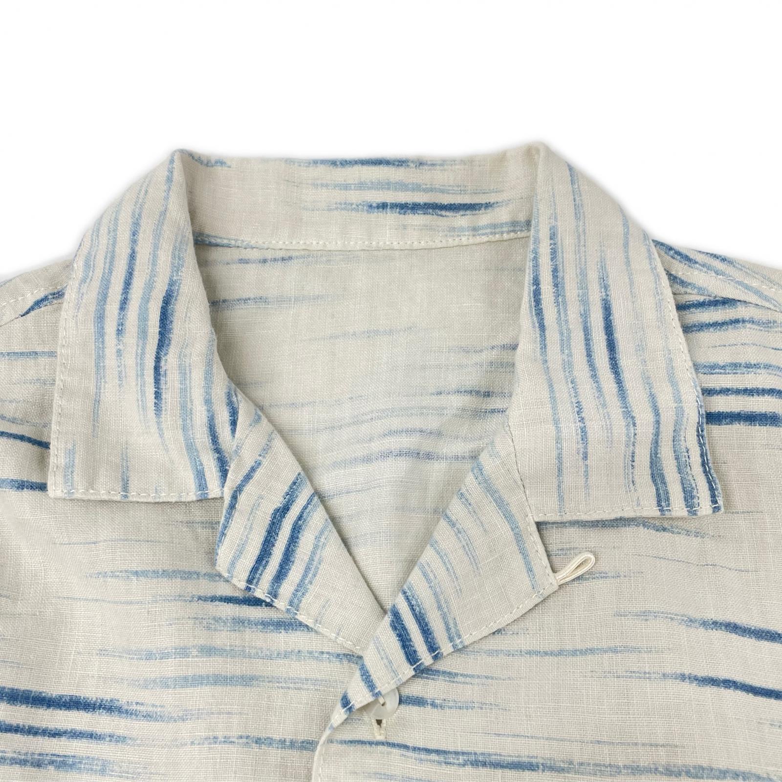 Porter Classic ポータークラシック ホワイト×ブルー OLD FRANCE INDIGO PRINT LONG SHIRT/オールドフランスインディゴ ロングシャツ トップス