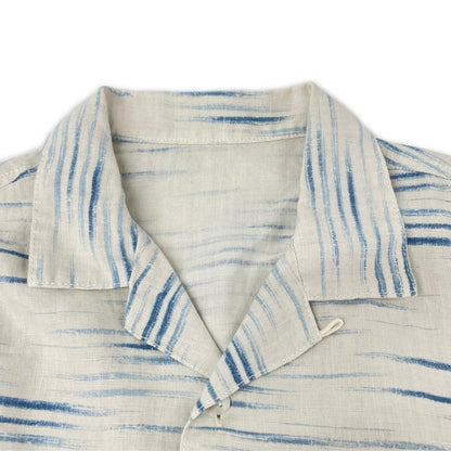 Porter Classic ポータークラシック ホワイト×ブルー OLD FRANCE INDIGO PRINT LONG SHIRT/オールドフランスインディゴ ロングシャツ トップス