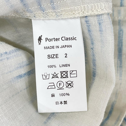 Porter Classic ポータークラシック ホワイト×ブルー OLD FRANCE INDIGO PRINT LONG SHIRT/オールドフランスインディゴ ロングシャツ トップス