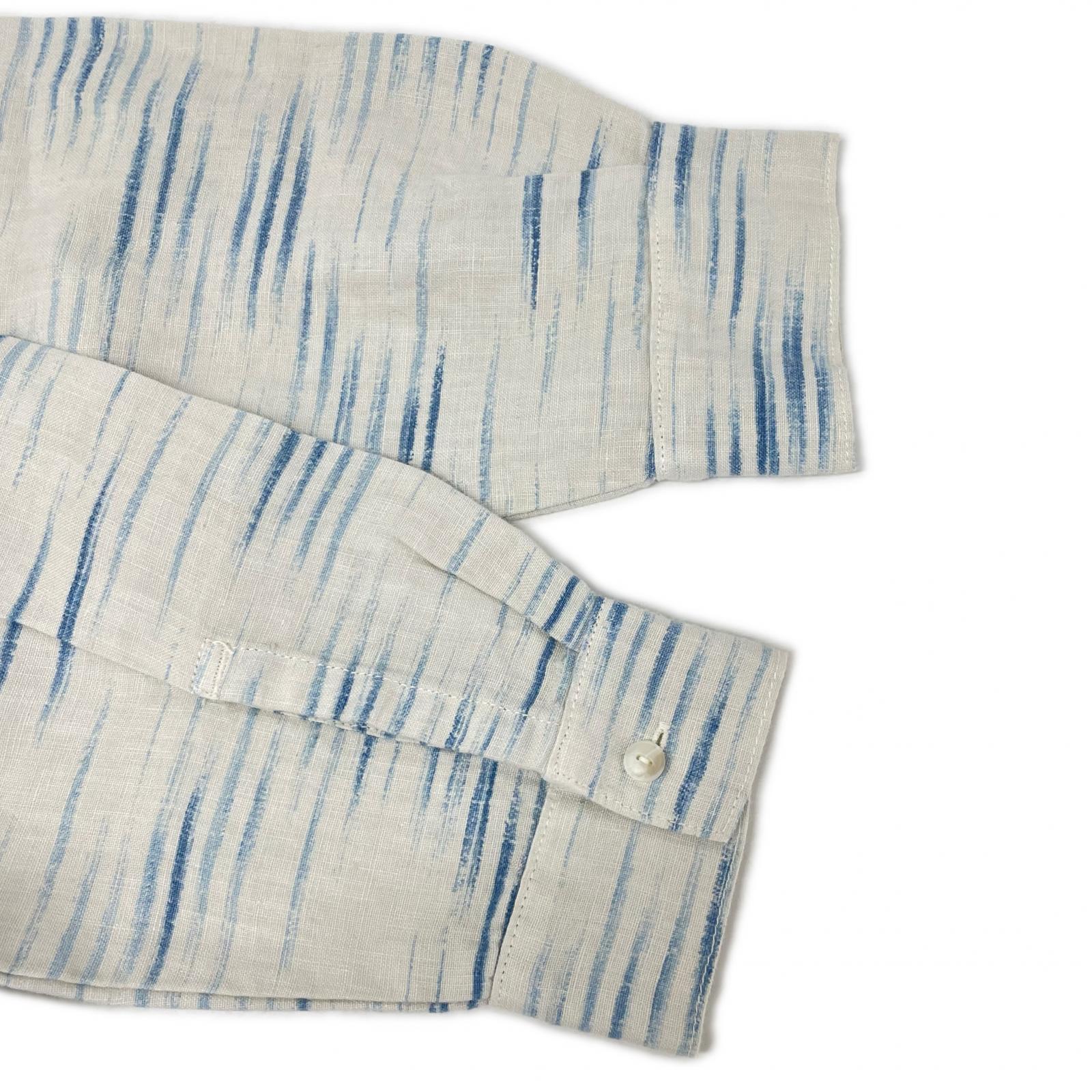 Porter Classic ポータークラシック ホワイト×ブルー OLD FRANCE INDIGO PRINT LONG SHIRT/オールドフランスインディゴ ロングシャツ トップス