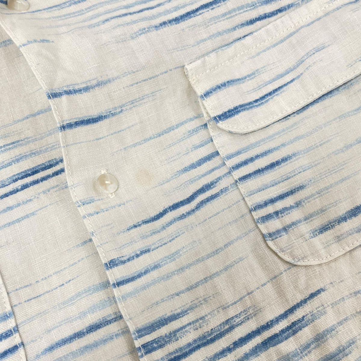 Porter Classic ポータークラシック ホワイト×ブルー OLD FRANCE INDIGO PRINT LONG SHIRT/オールドフランスインディゴ ロングシャツ トップス