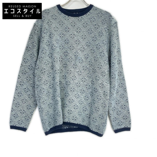 Porter Classic ポータークラシック グレー×ブラック こぎん刺し KOGIN KNIT CREWNECK/コギン ニット クルーネック トップス
