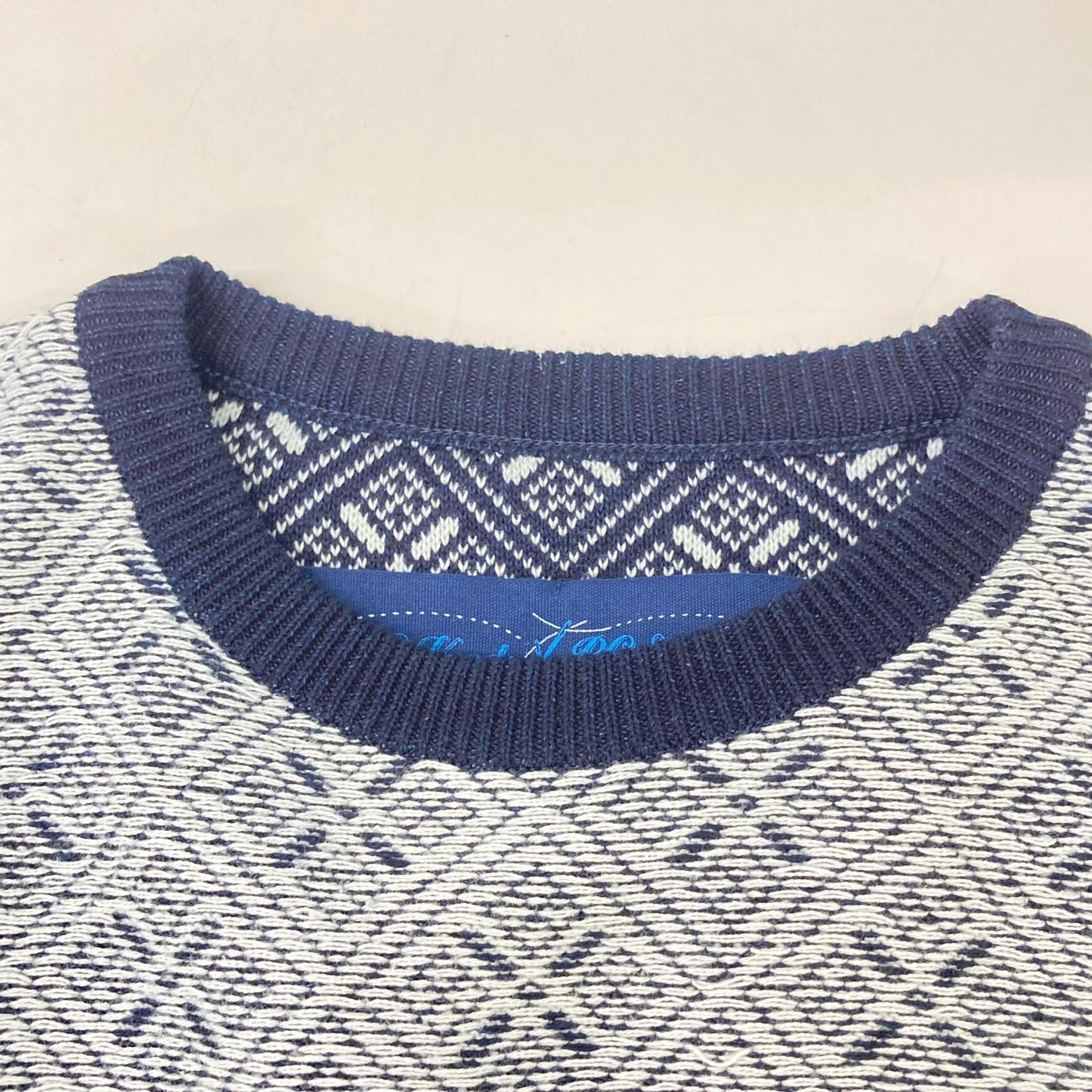 Porter Classic ポータークラシック グレー×ブラック こぎん刺し KOGIN KNIT CREWNECK/コギン ニット クルーネック トップス