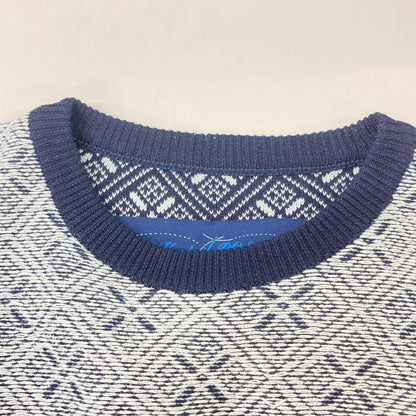 Porter Classic ポータークラシック グレー×ブラック こぎん刺し KOGIN KNIT CREWNECK/コギン ニット クルーネック トップス