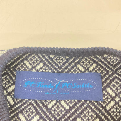 Porter Classic ポータークラシック グレー×ブラック こぎん刺し KOGIN KNIT CREWNECK/コギン ニット クルーネック トップス