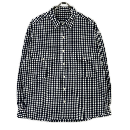 Porter Classic ポータークラシック ネイビー×ホワイト ギンガムチェック ROLL UP/ロールアップシャツ トップス
