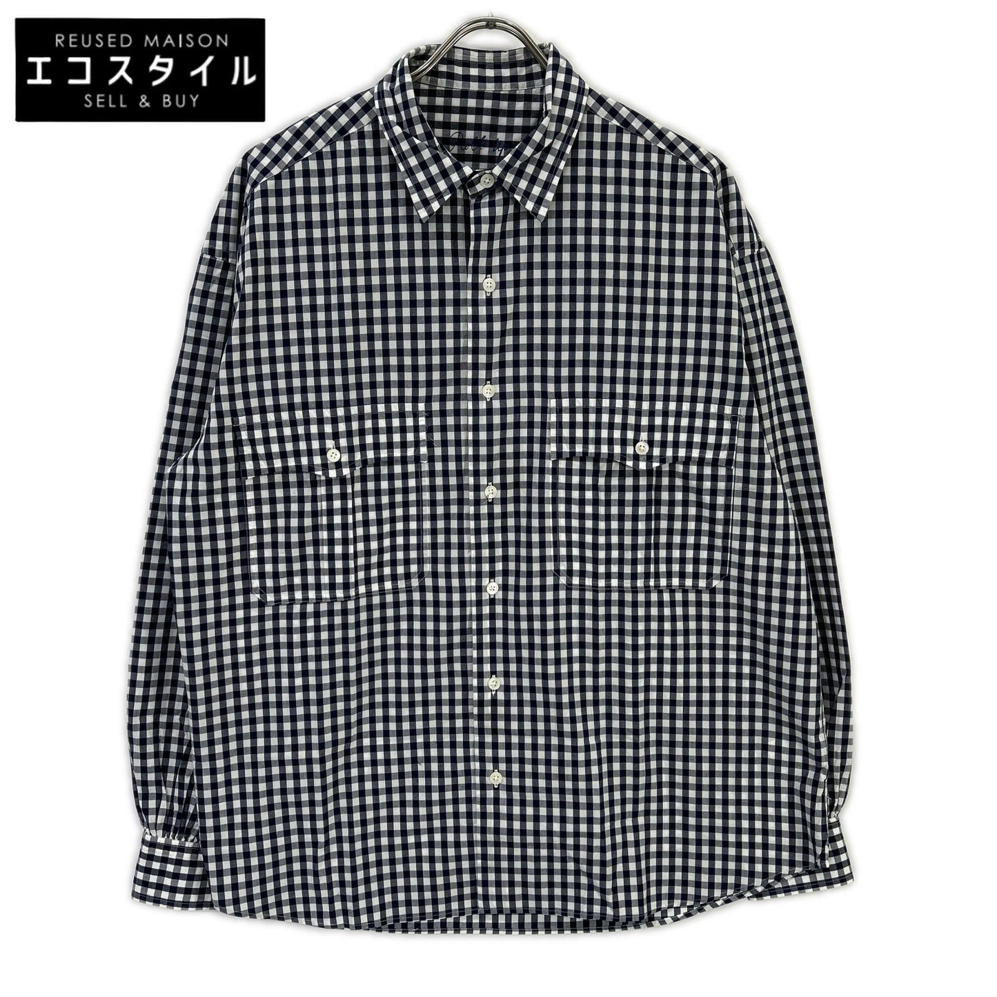 Porter Classic ポータークラシック ネイビー×ホワイト ギンガムチェック ROLL UP/ロールアップシャツ トップス