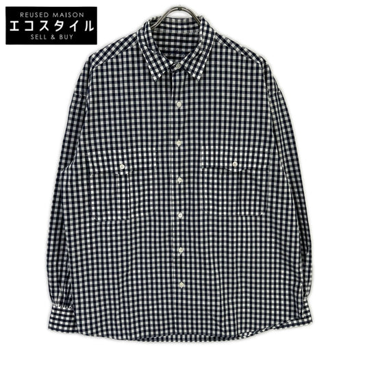 Porter Classic ポータークラシック ネイビー×ホワイト ギンガムチェック ROLL UP/ロールアップシャツ トップス
