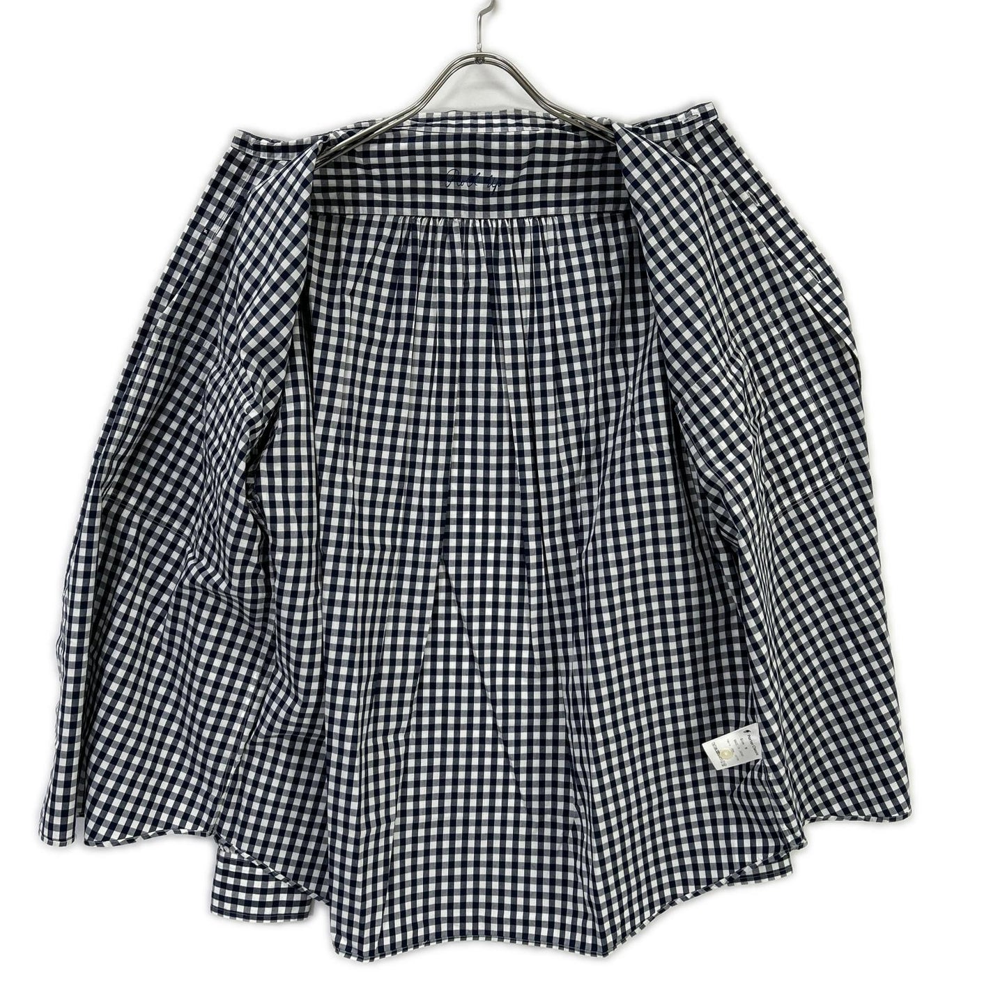 Porter Classic ポータークラシック ネイビー×ホワイト ギンガムチェック ROLL UP/ロールアップシャツ トップス