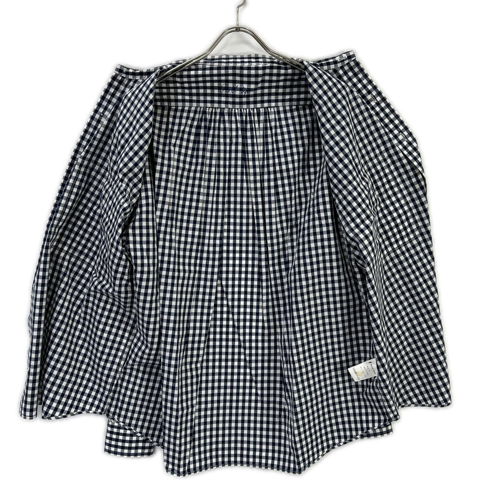 Porter Classic ポータークラシック ネイビー×ホワイト ギンガムチェック ROLL UP/ロールアップシャツ トップス