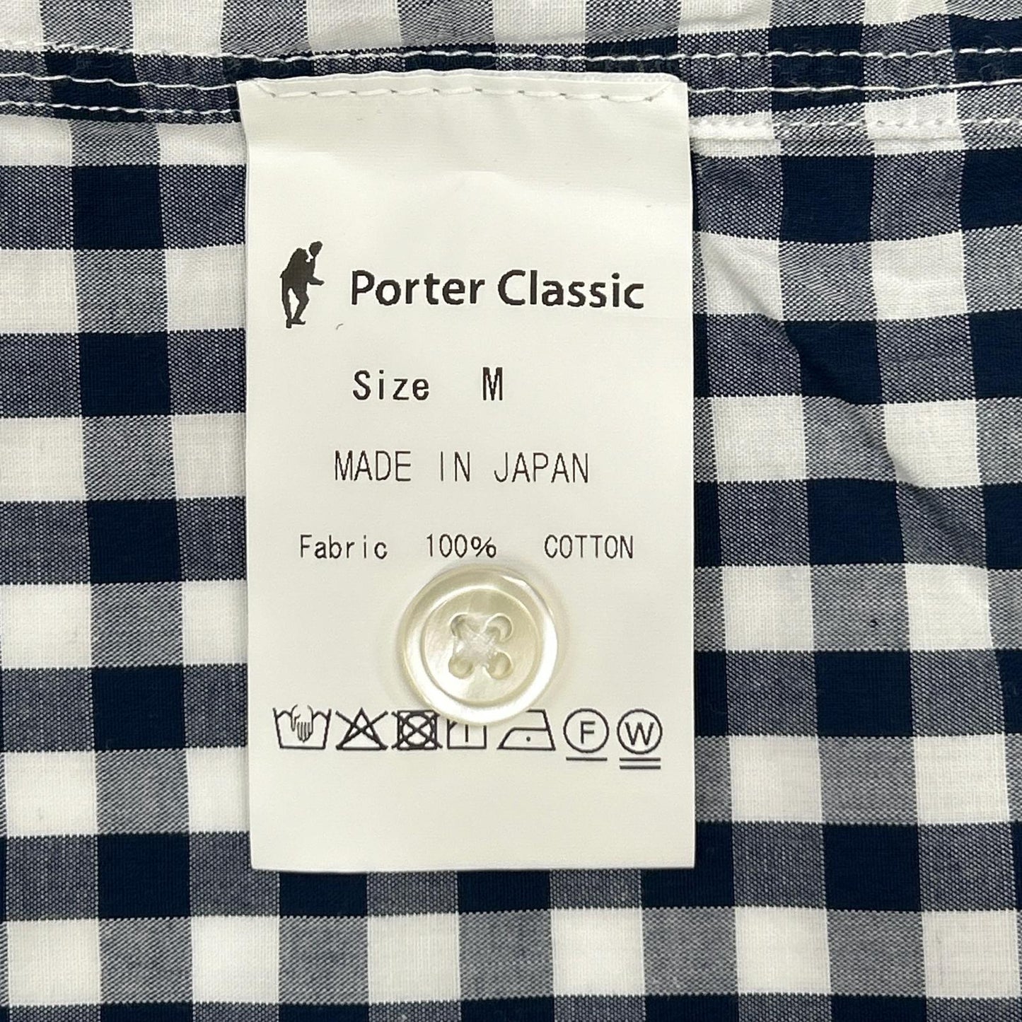 Porter Classic ポータークラシック ネイビー×ホワイト ギンガムチェック ROLL UP/ロールアップシャツ トップス