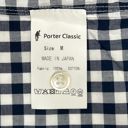 Porter Classic ポータークラシック ネイビー×ホワイト ギンガムチェック ROLL UP/ロールアップシャツ トップス