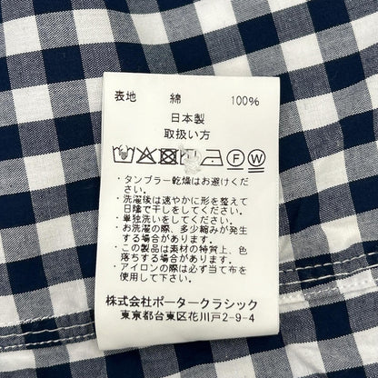 Porter Classic ポータークラシック ネイビー×ホワイト ギンガムチェック ROLL UP/ロールアップシャツ トップス