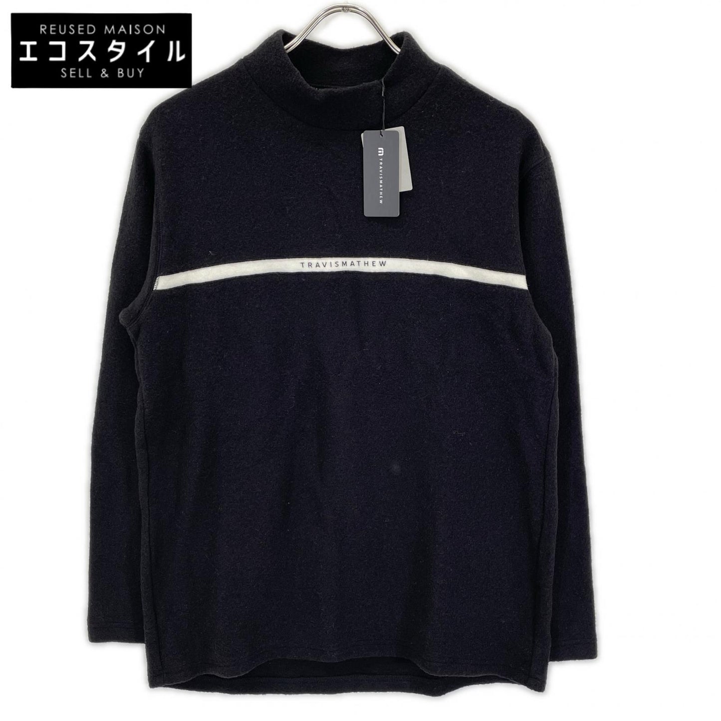 Travis Mathew トラヴィスマシュー ブラック Chest Line Mock 2 モックネック スウェット トップス