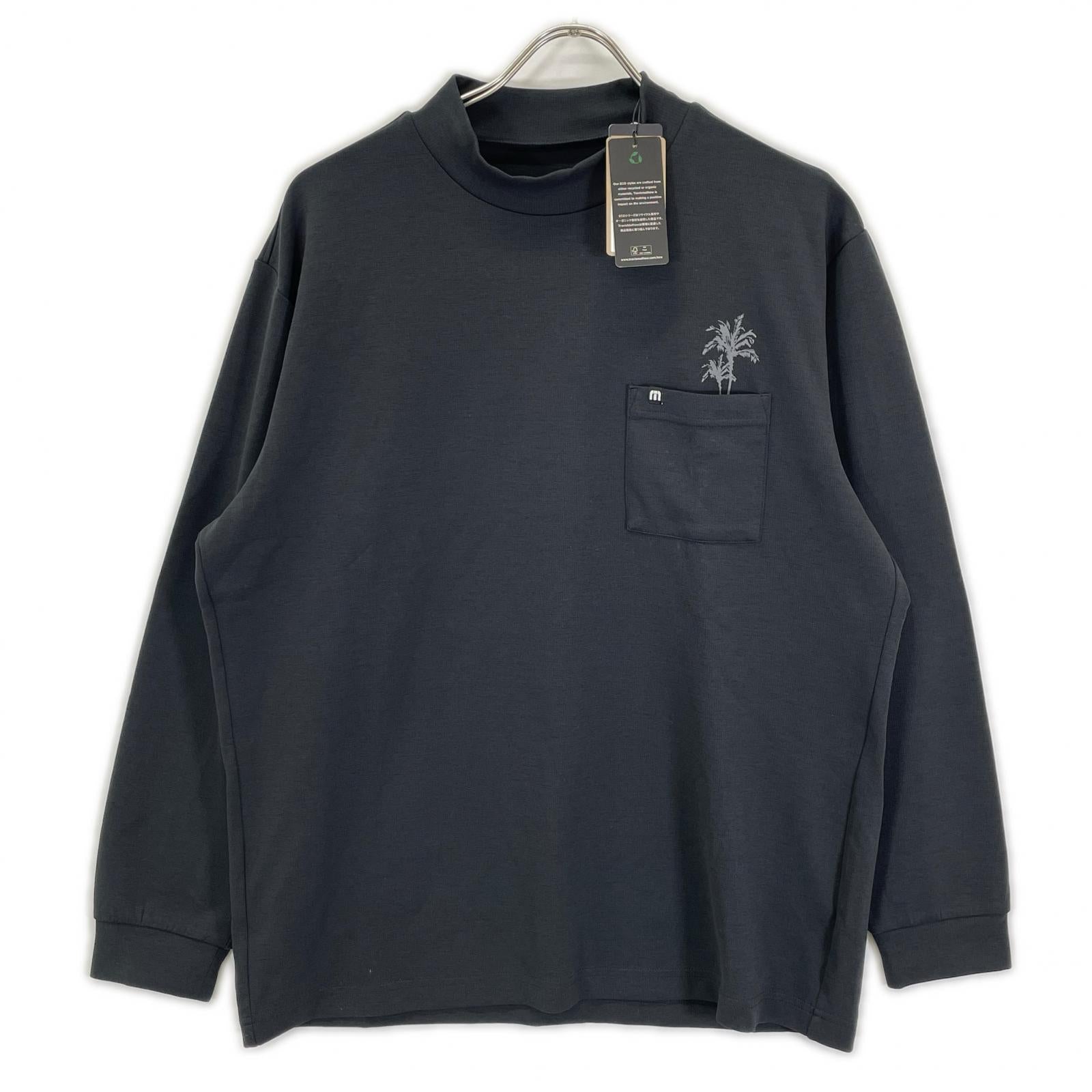 Travis Mathew トラヴィスマシュー ブラック RELAX MOCK バックプリント ロングスリーブモックネックシャツ トップス