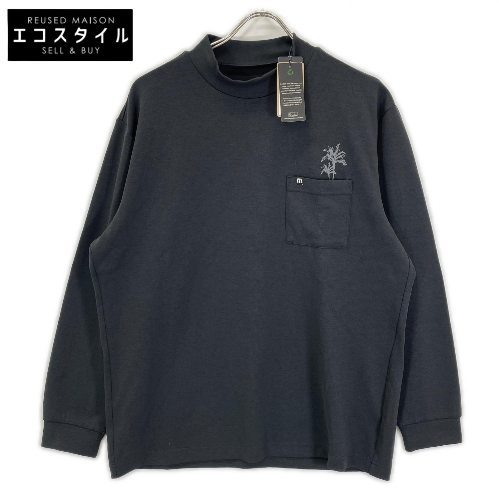 Travis Mathew トラヴィスマシュー ブラック RELAX MOCK バックプリント ロングスリーブモックネックシャツ トップス