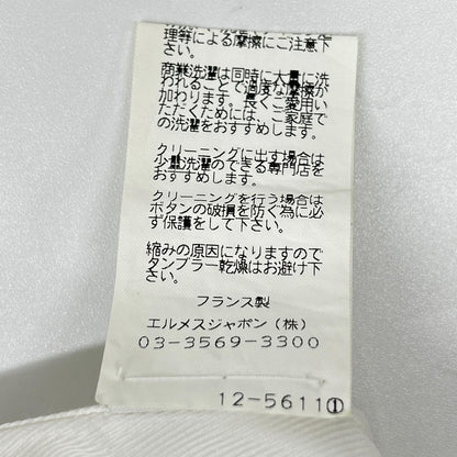 HERMES エルメス ルメール期 ホワイト コットン レギュラーカラー ロングスリーブ シェルボタンシャツ トップス