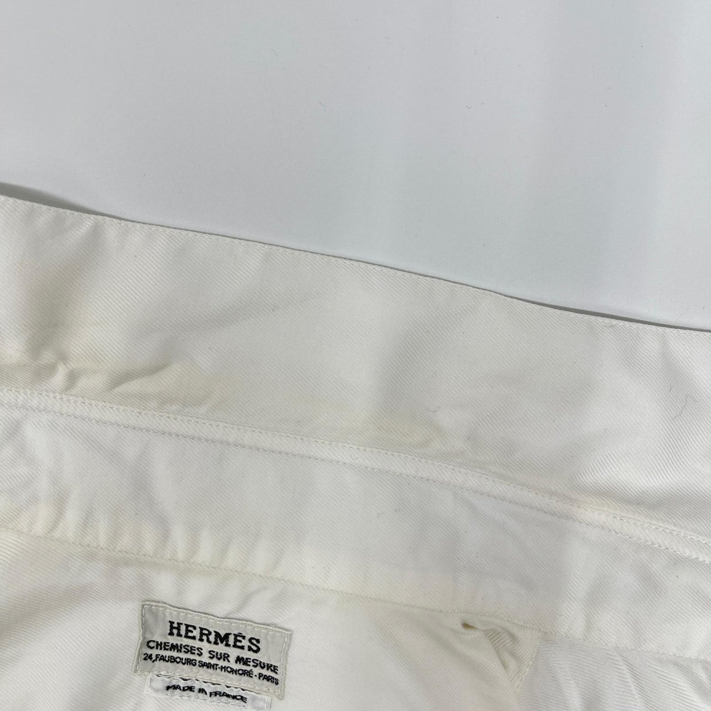 HERMES Hermès Le Maire Era White Cotton Regular-Collar Long-Sleeve Shell-Button Shirt Tops