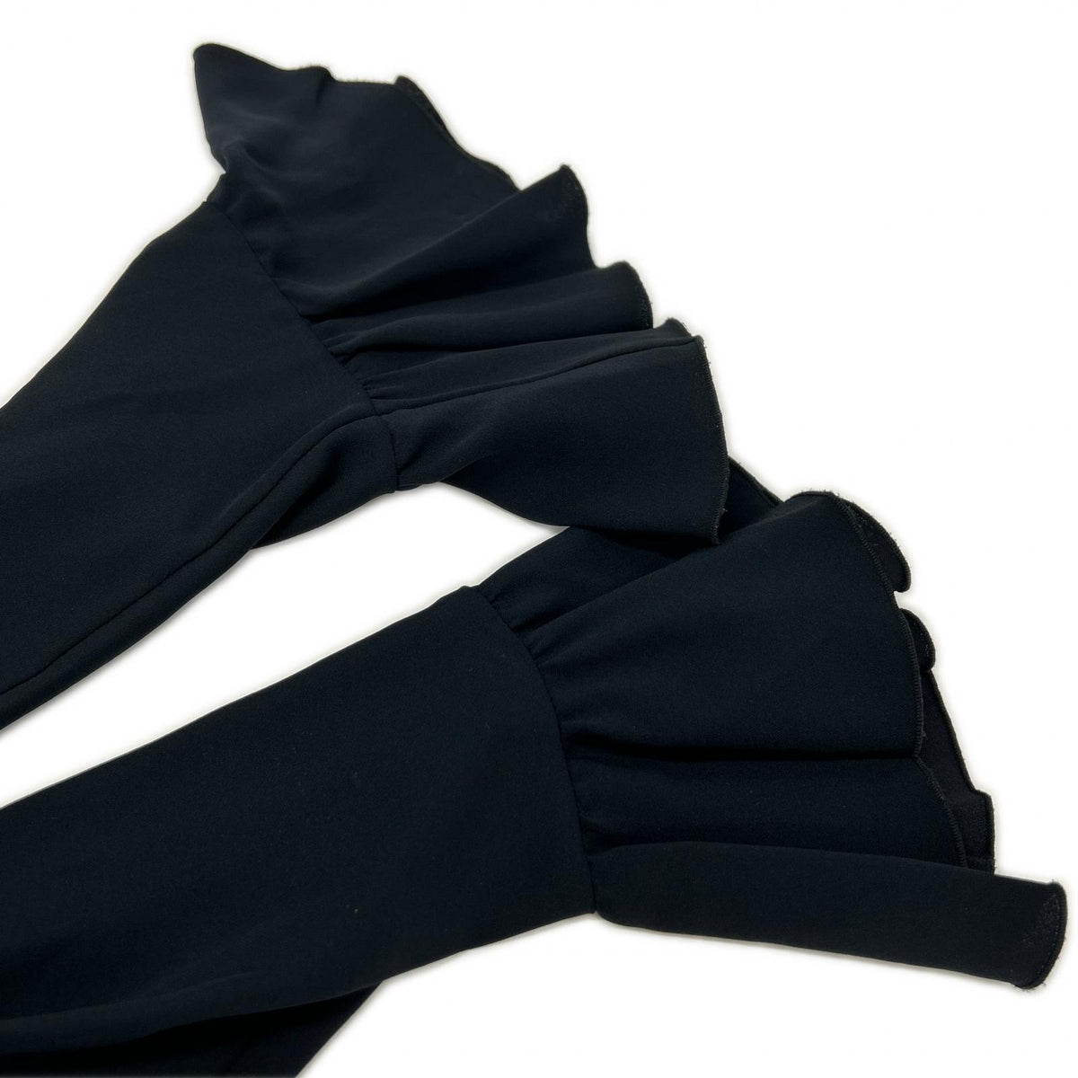 Celine 20028/0089 Black 100% Silk Ruffle-Sleeve Button Shirt Blouse Top