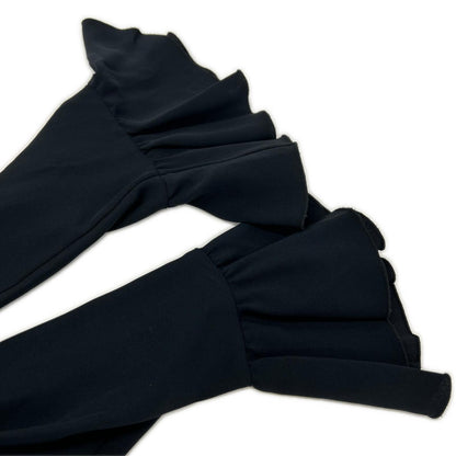 Celine 20028/0089 Black 100% Silk Ruffle-Sleeve Button Shirt Blouse Top